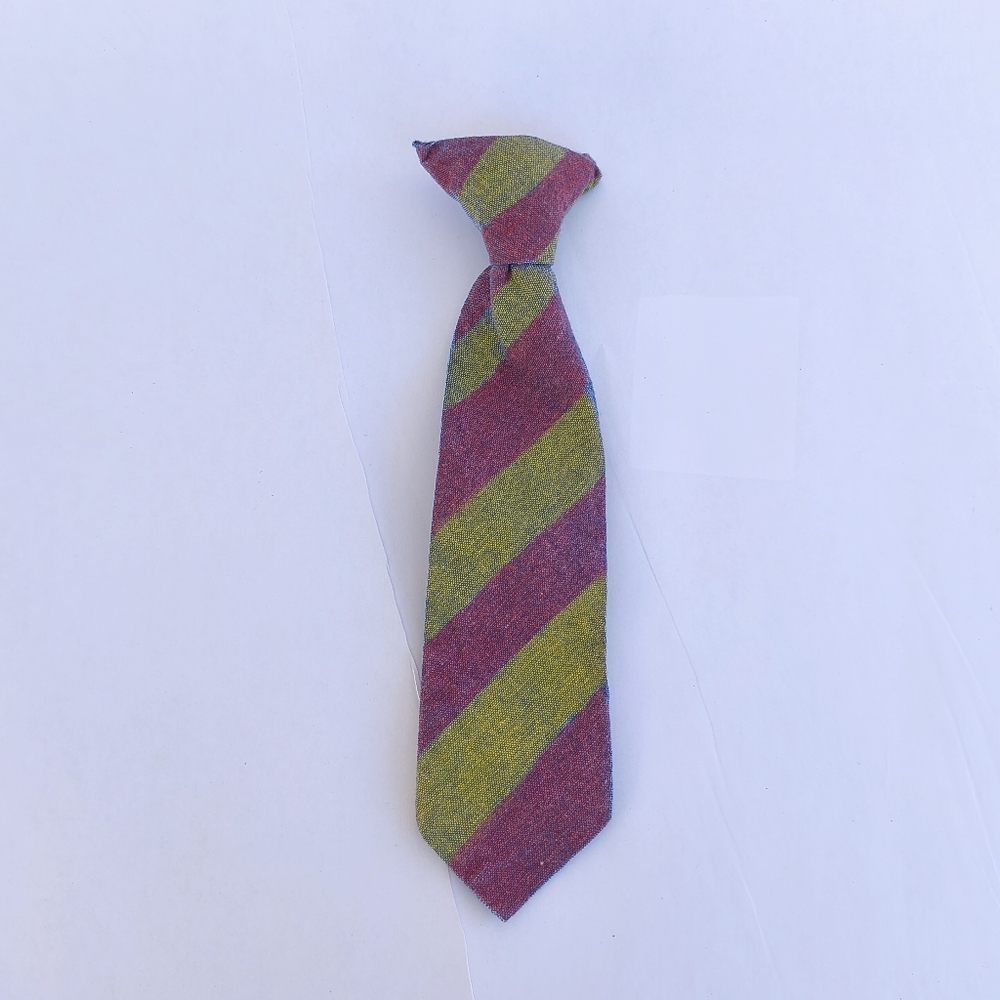 HAND PAINTED | Boys Striped Red and Yellow Clip On Tie